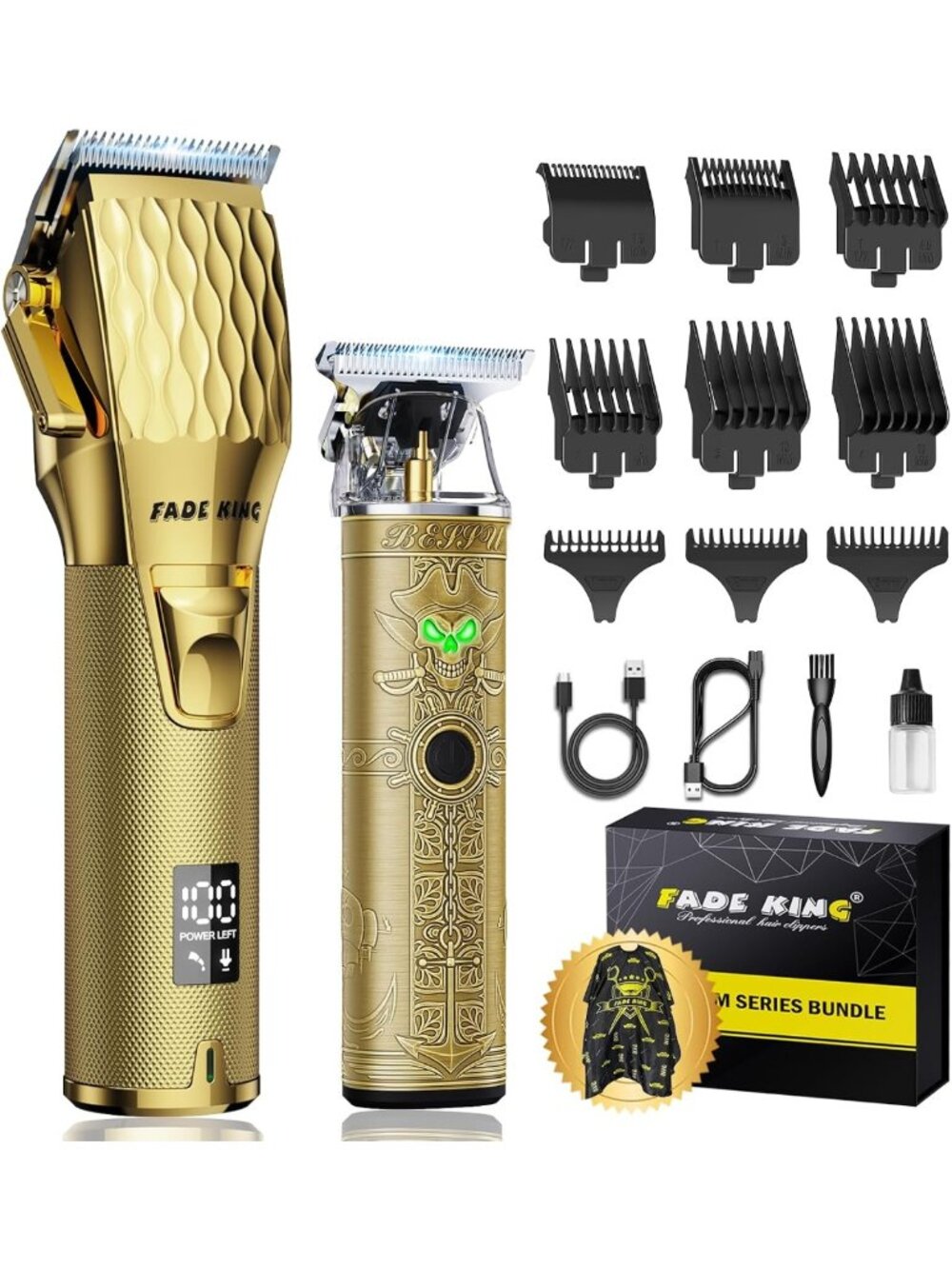 Cordless Professional Hair Clippers & Trimmer Kit for Men - Fade & Precision